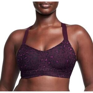 Victoria’s Secret On Point Animal Print Eggplant Purple Sports Bra Size Large